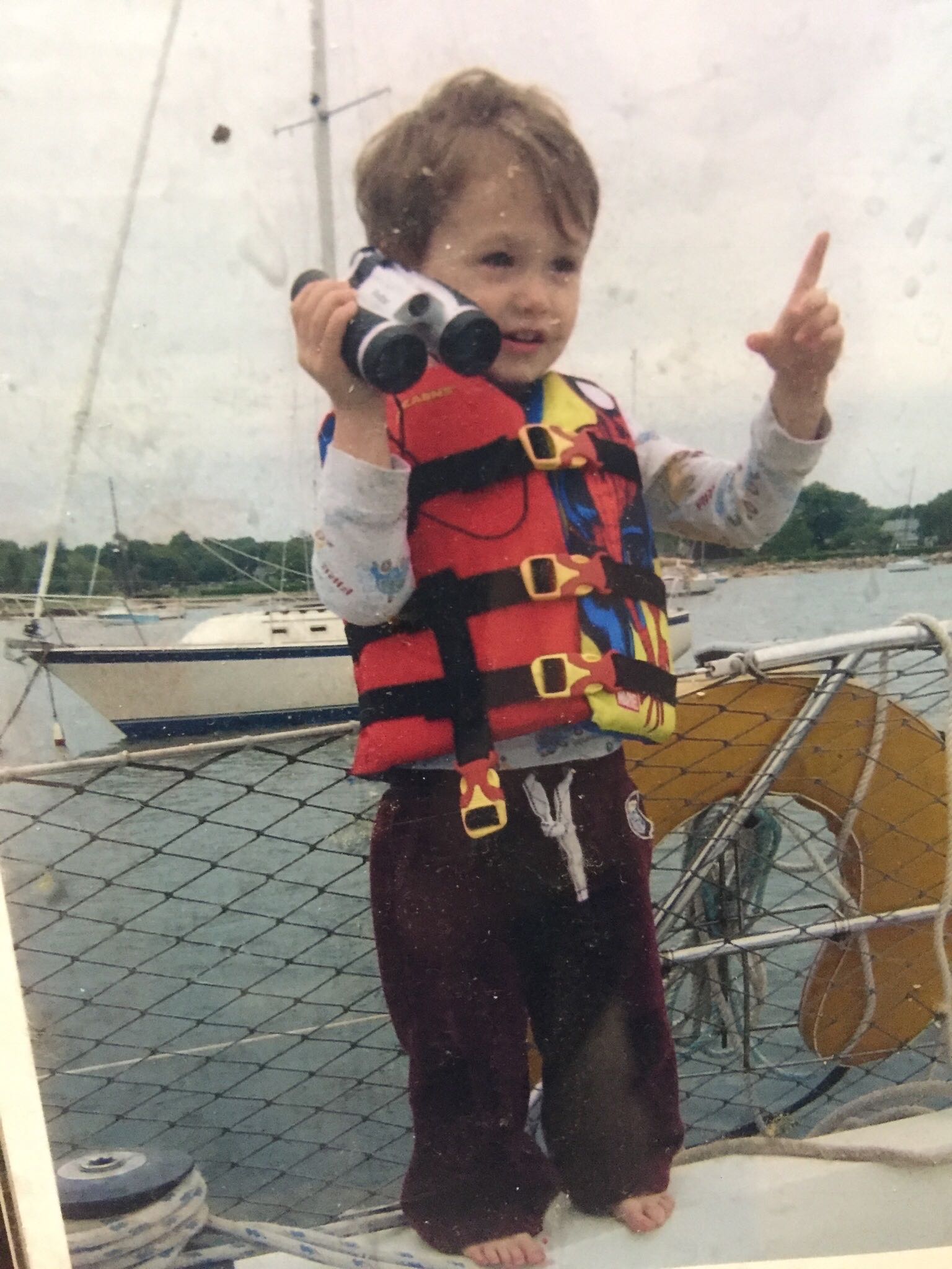 Tucker Hurley aboard Kokopelli as a child