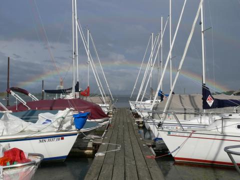 Rainbow over Upper Minnetonka Yacht Club docks