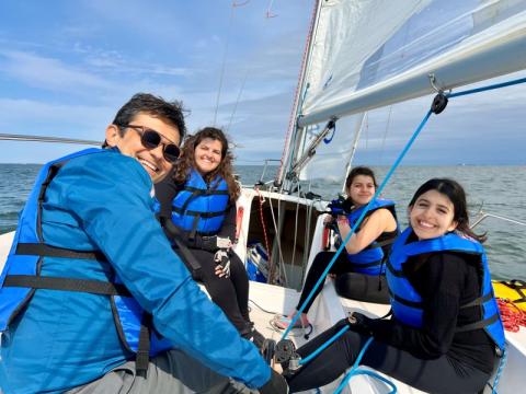 Family enjoys sailing aboard Colgate 26 from Downtown Municipal Marina in St. Petersburg, Florida