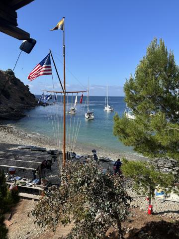 Big Geiger Cove, looking from the beach out - learn more at https://www.bluewatercruisingclub.com/