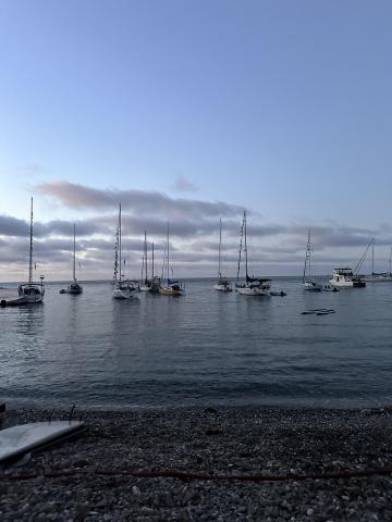 Sailboats at Big Geiger Cove - View from the beach - learn more at https://www.bluewatercruisingclub.com/