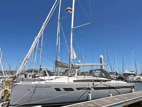 Image of a Jeanneau Sun Odyssey 349 sailboat named Golden Horn, one of Modern Sailing Sausalito's newest vessels at the Clipper Yacht Harbor