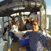 Eight humans and one small dog